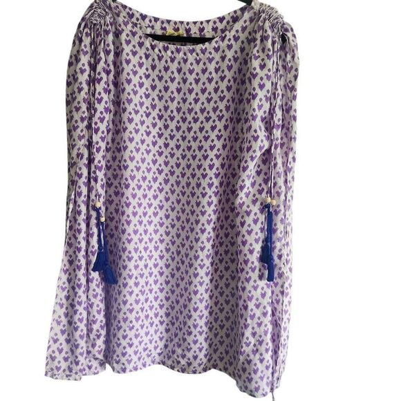 Roberta Roller Rabbit Womens One Size Tunic Tank Poncho 100% Silk Tassels Boho - Picture 1 of 6